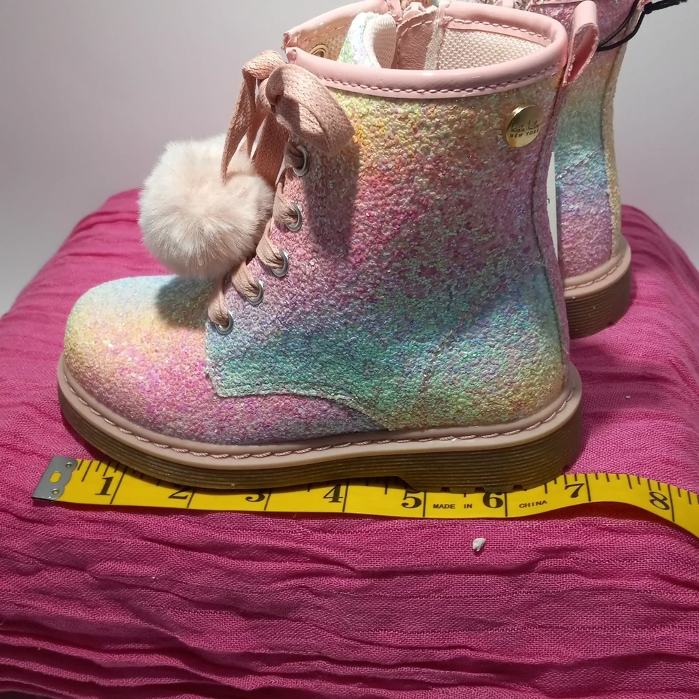 NICOLE MILLER RAINBOW GLITTER GIRLS BOOTS